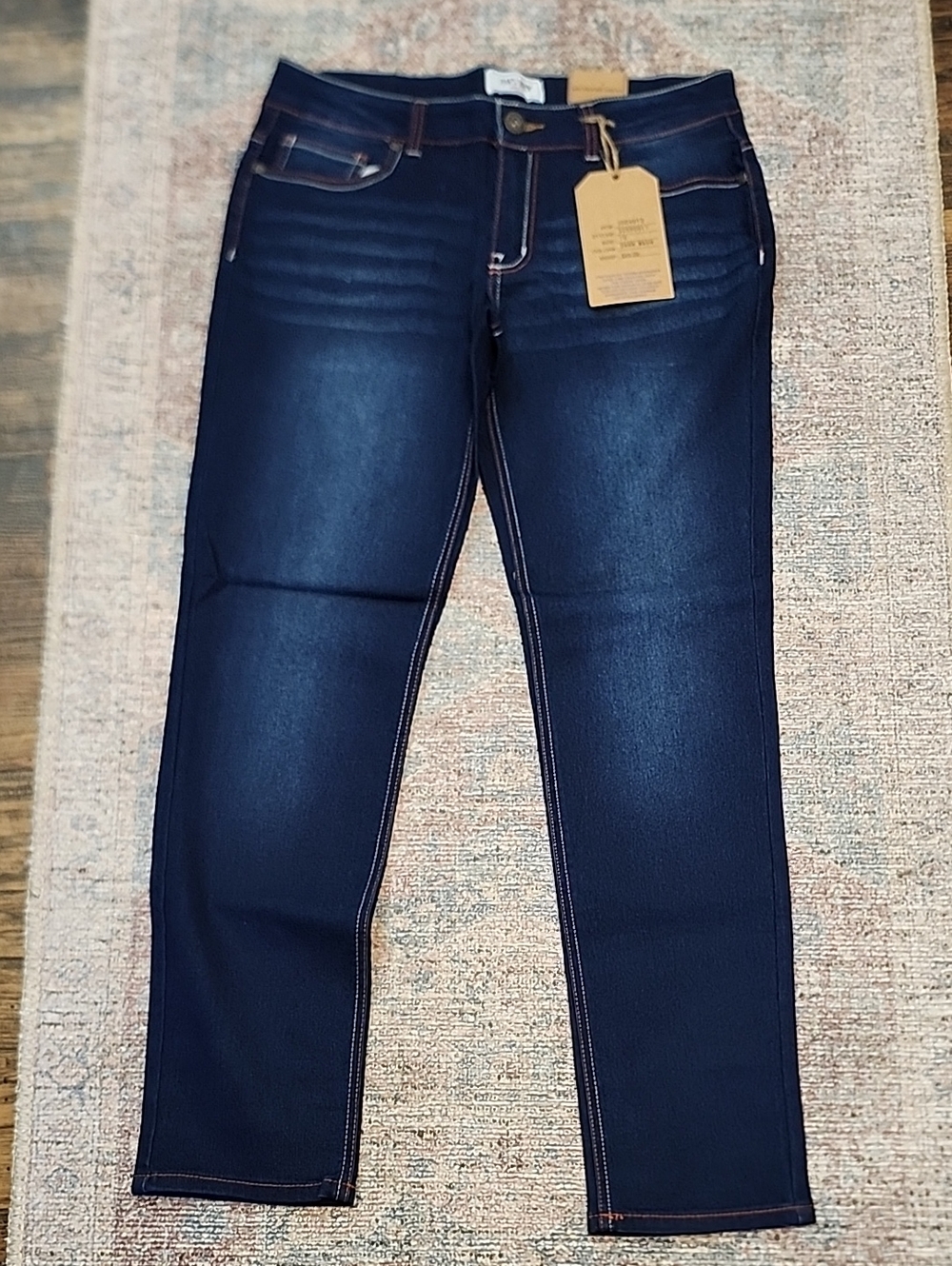 MPG Women's Indigo Skinny Jeans with Contrast Stitching